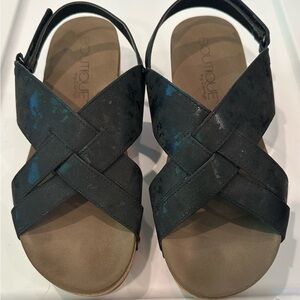 9M Corkys Boutique Black Shimmer Sandals